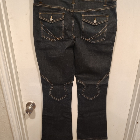 Suzanne Somers NWT Dark Wash Decorative Stich Flare Stretch Jeans Sz 12 Western - Picture 7 of 7